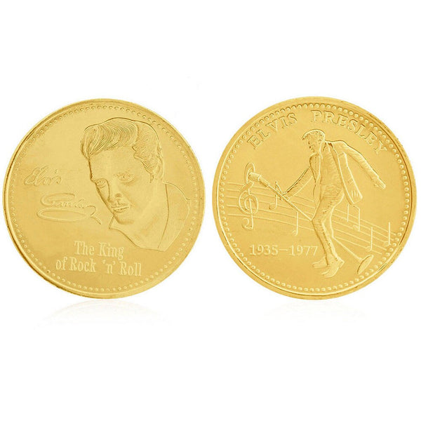 ELVIS PRESLEY COIN / MEDAL 24K GOLD PLATED COMMEMORATIVE KING ROCK' N ELVIS PRESLEY COIN / MEDAL 24K GOLD PLATED COMMEMORATIVE KING ROCK' N