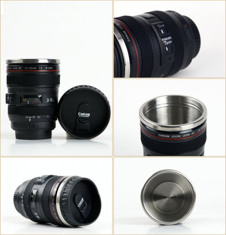 stainless steel best camera lens coffee mug