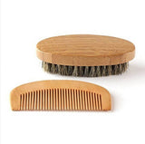 Boar Bristle Beard Brush and Handmade Beard Comb Kit