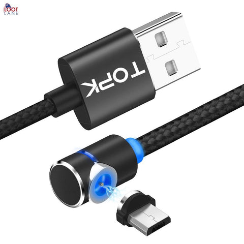 Cable - LED Magnetic Micro USB Cable 90 Degree L Shape