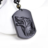 Black Obsidian Wolf Pendant