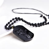 Necklace - Black Obsidian Wolf Necklace