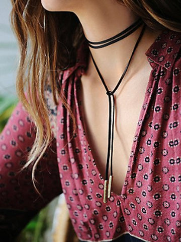 Necklace - Leather Choker Necklace