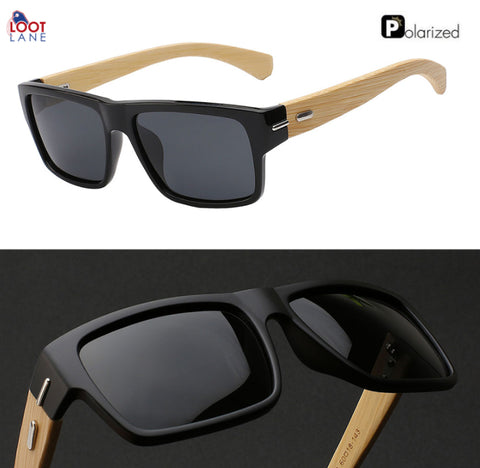 Square Polarized Wood Sunglasses